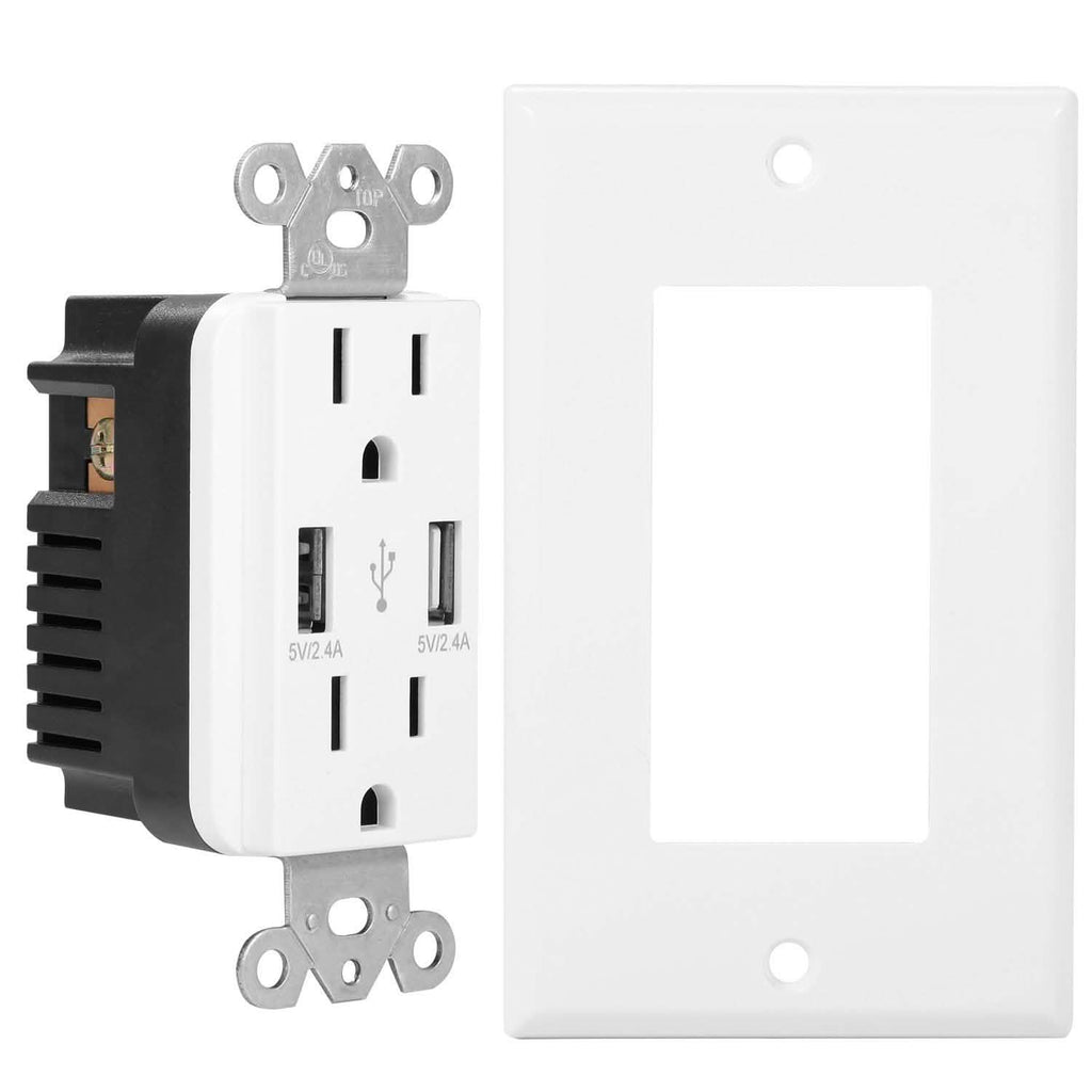 USB Wall Outlet Dual 2.4A USB Wall Charger