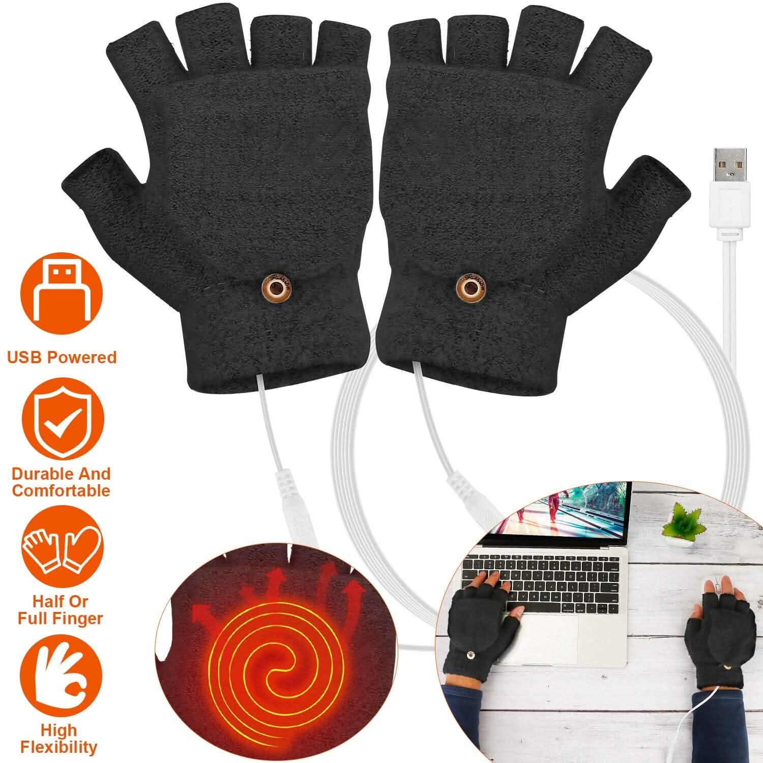 Mitaines chauffantes USB en laine
