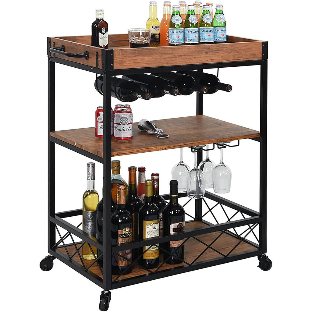 Chariot de bar roulant industriel Usinso avec 3 étagères de rangement