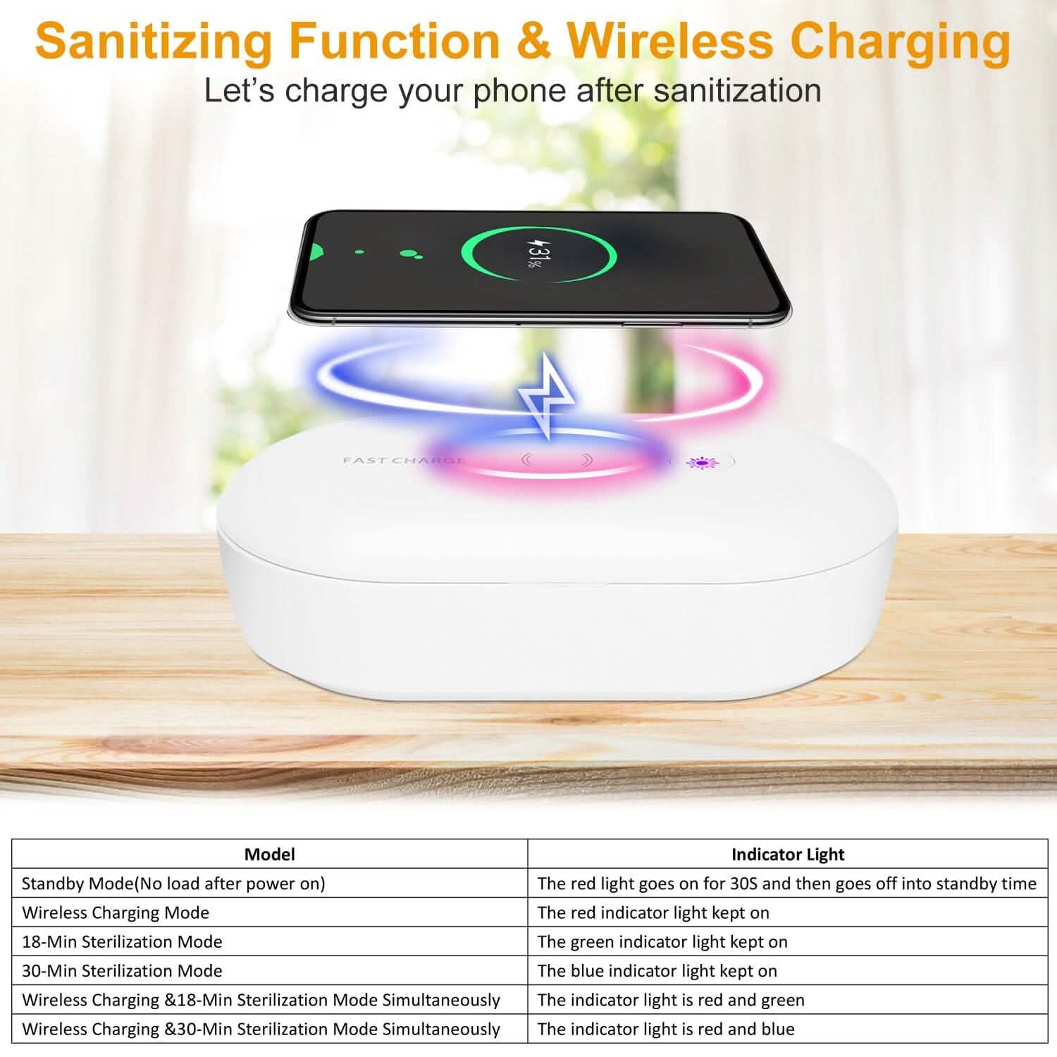 UV Light Sanitizer Box Portable 10w Phone Wireless Charging Disinfection Lamp