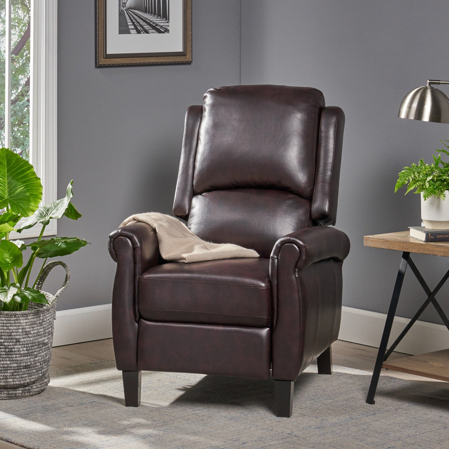 Mid-Century Modern Fabric Recliner Chair