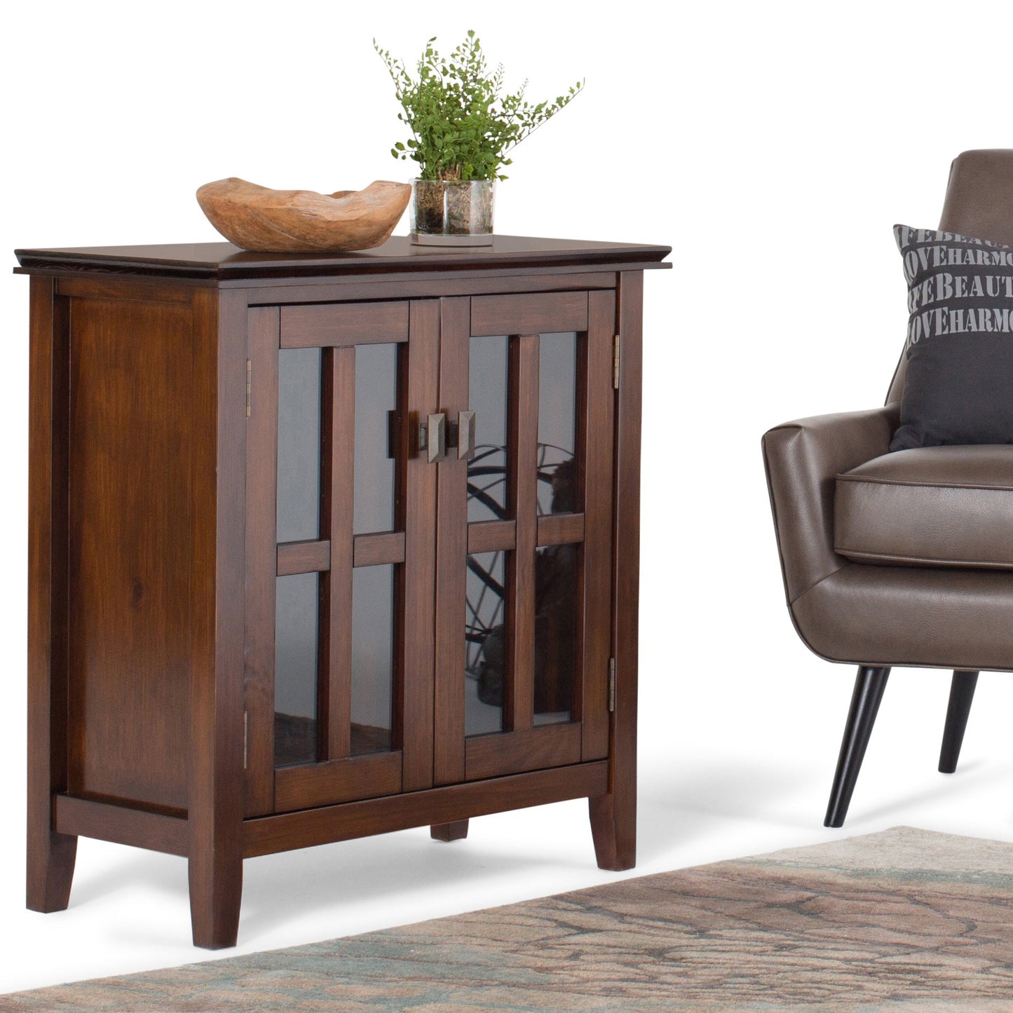 Artisan 30 Inch Wide Solid Wood Low Storage Cabinet in Russet