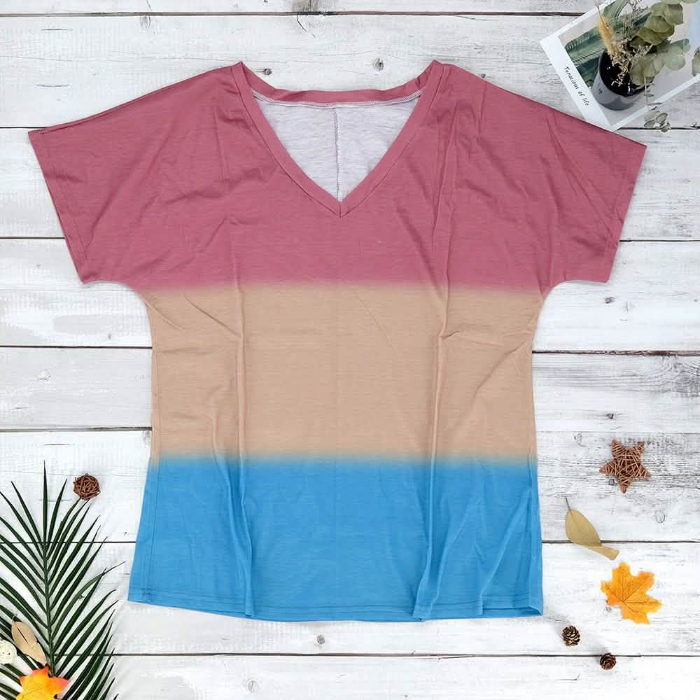 T-shirt rayé col en V pour femme