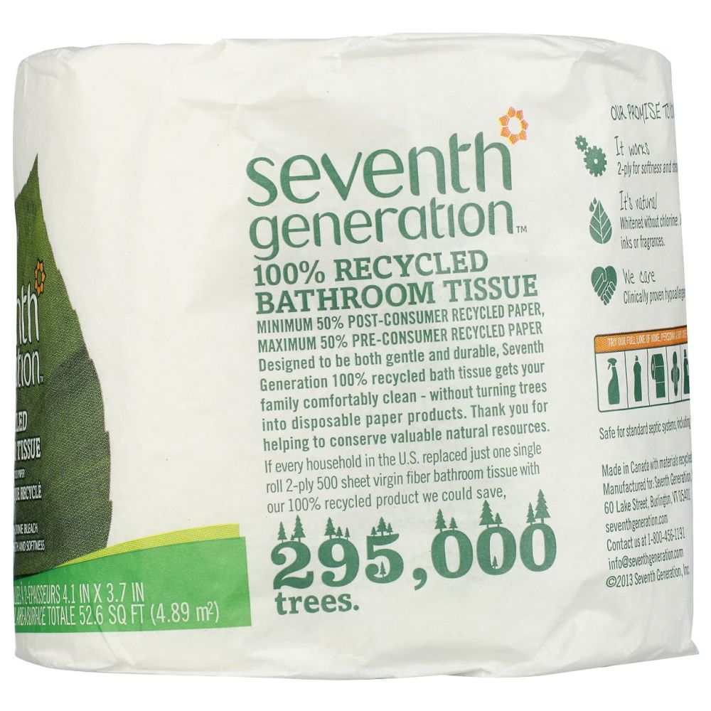Recycled Bathroom Tissue - Eco-Friendly 2Ply| SEVENTH GEN.| 500 Sheets