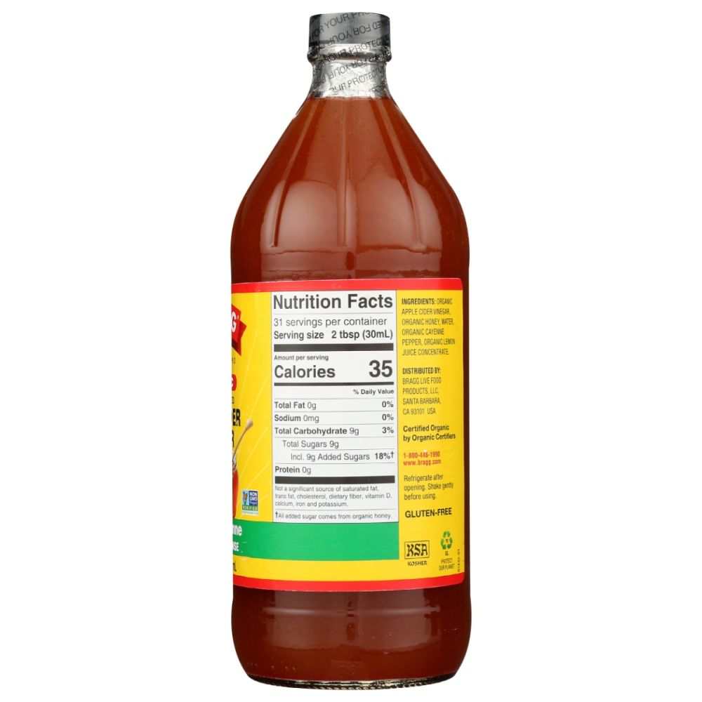 BRAGG ACV Cleanse - Honey Cayenne 32 oz for Natural Gut Health Cleanse