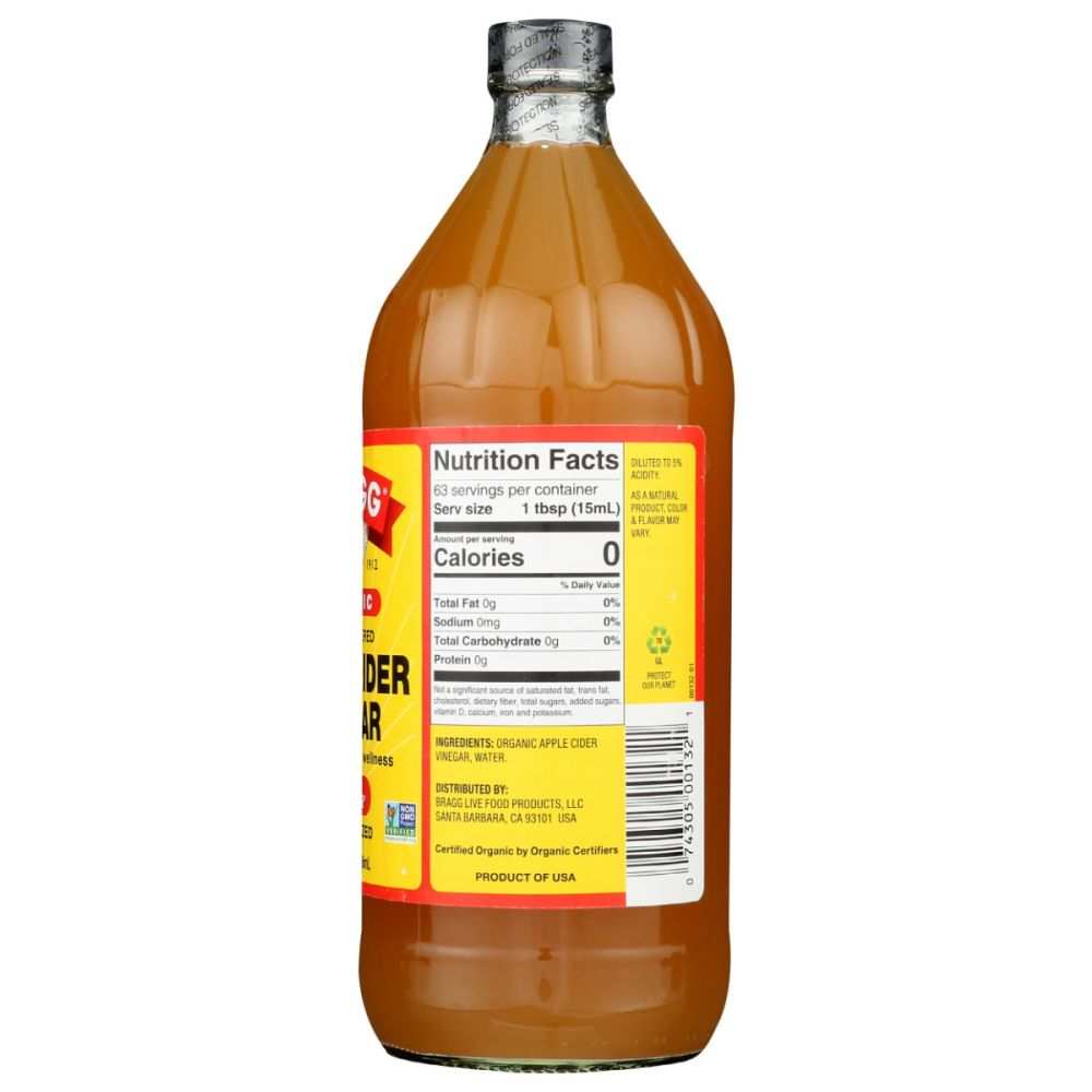 BRAGG Apple Cider Vinegar -32oz Raw, Organic, Unfiltered with 'Mother'