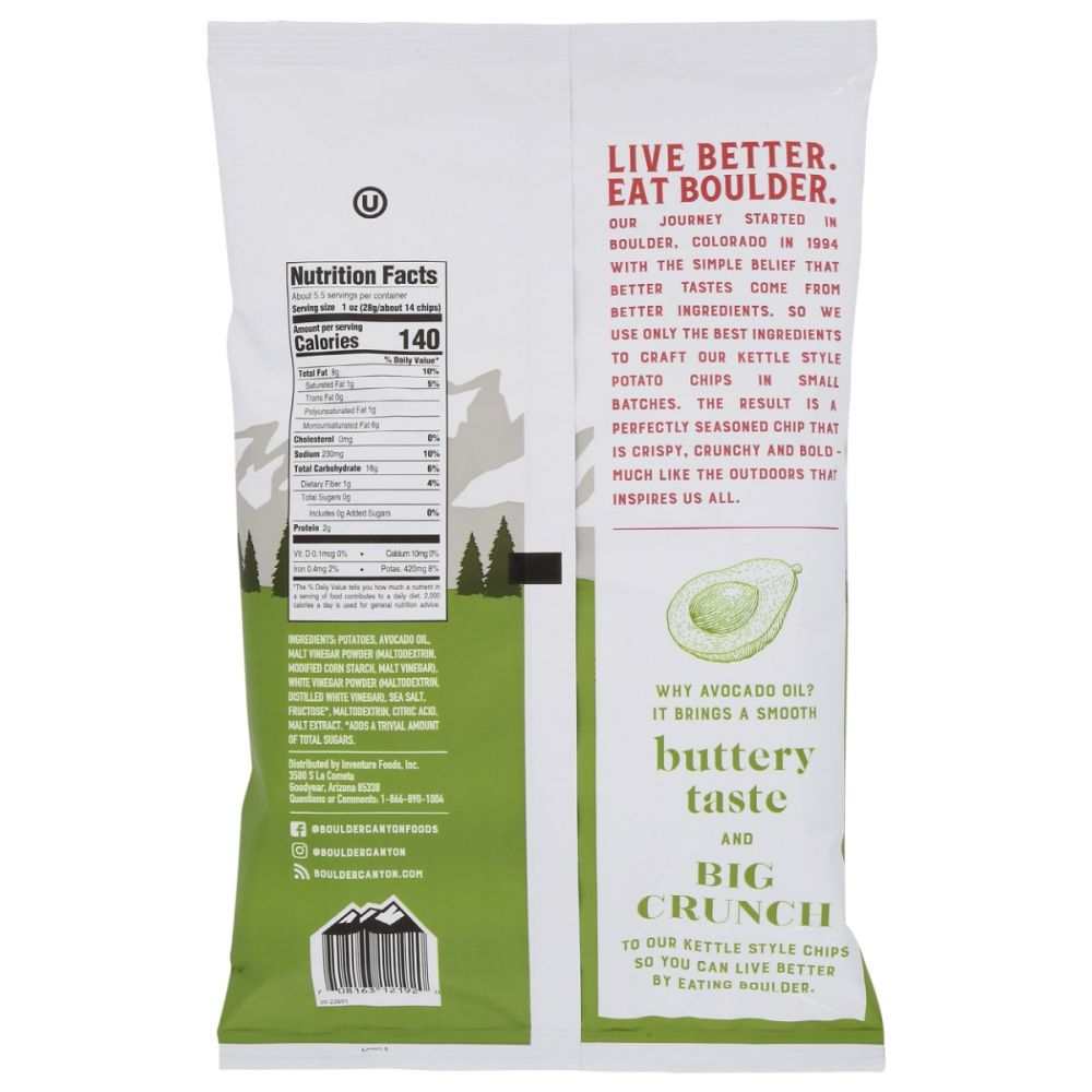 BOULDER CANYON: Avocado Oil Malt Vinegar and Sea Salt Chips, 5.25 oz