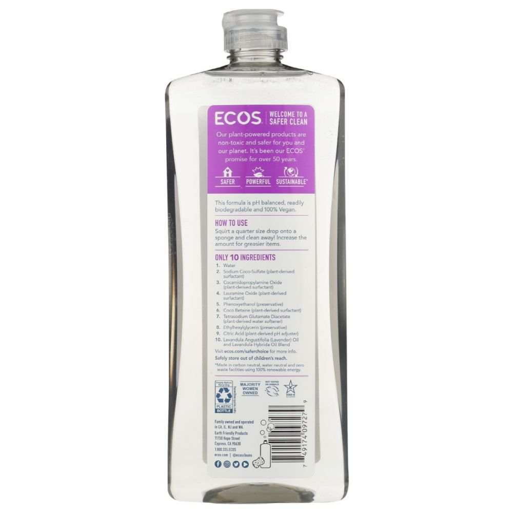 ECOS Dish Soap - Lavender, 25oz | Gentle Powerful Plant-Based Cleanser