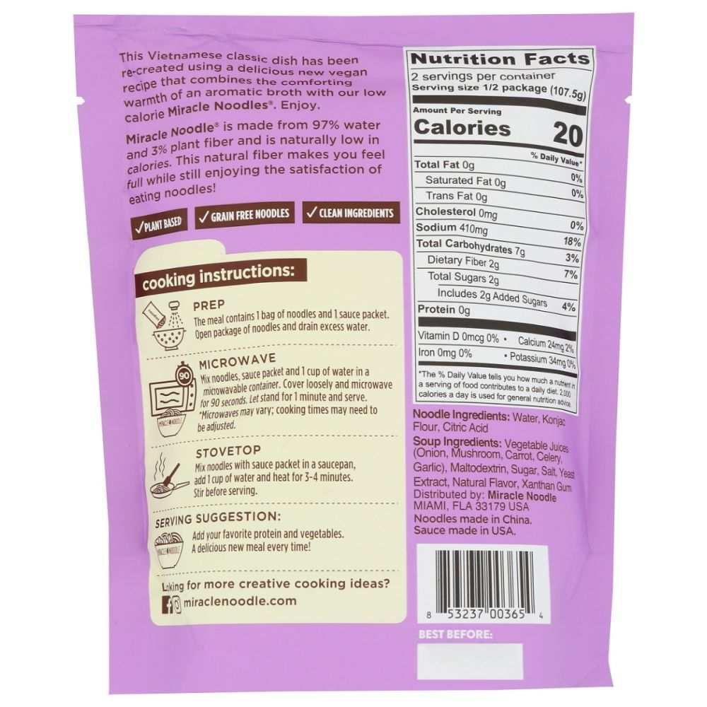 MIRACLE NOODLE: Ready to Eat Vegan Pho, 215 gm