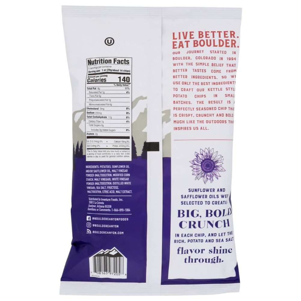 BOULDER CANYON: Classic Malt Vinegar and Sea Salt, 5 oz