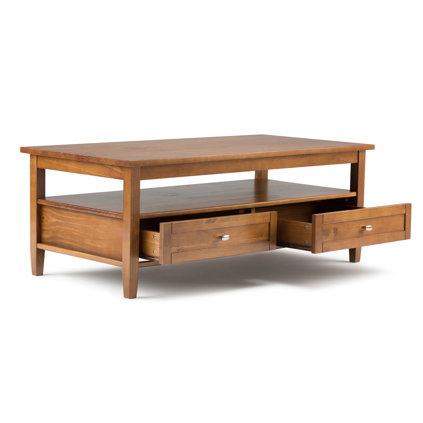 Warm Shaker Solid Wood 48 Inch Wide Transitional Coffee Table
