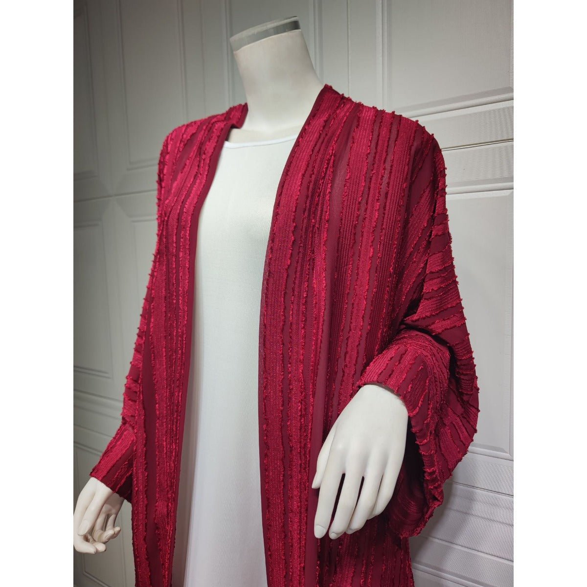 Vintage Knitted Cardigan Abaya | Modest Longline Open Front Jacket for Women (MOA217)