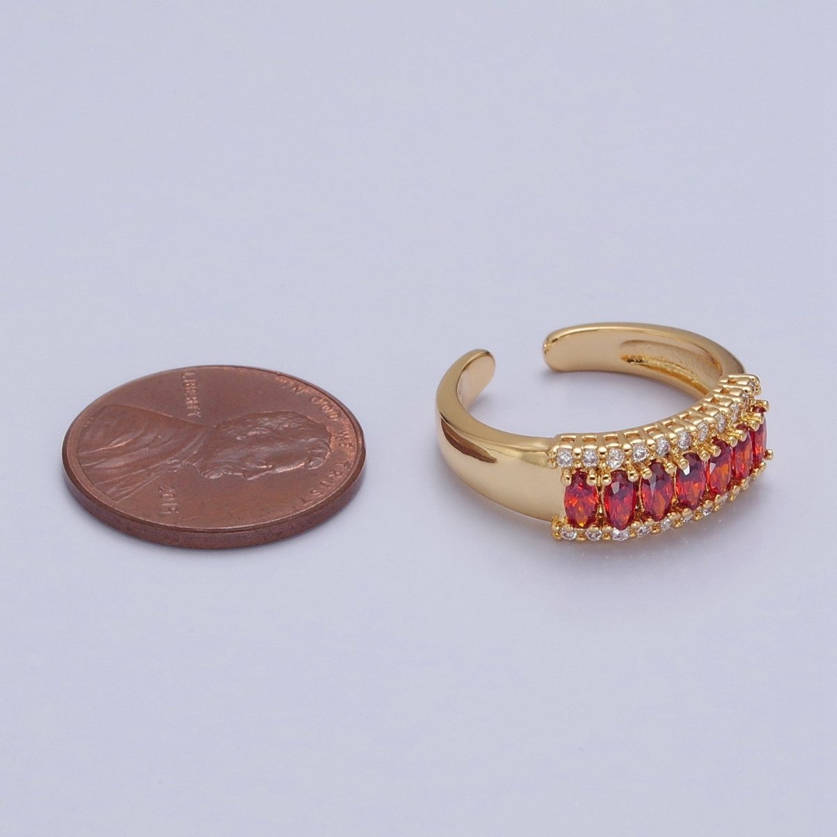 Vintage Red Cz Ring Antique Gold Ring O-2175