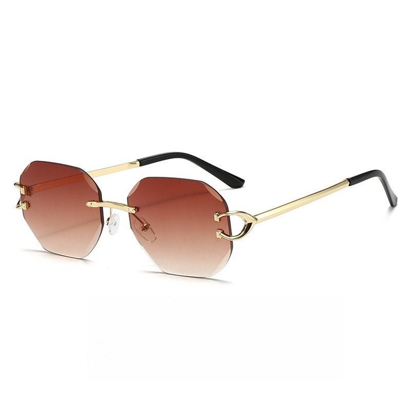 Vintage Rimless Cut Edge Sunglasses - Frameless Polygon Statement Piece (MAC266)