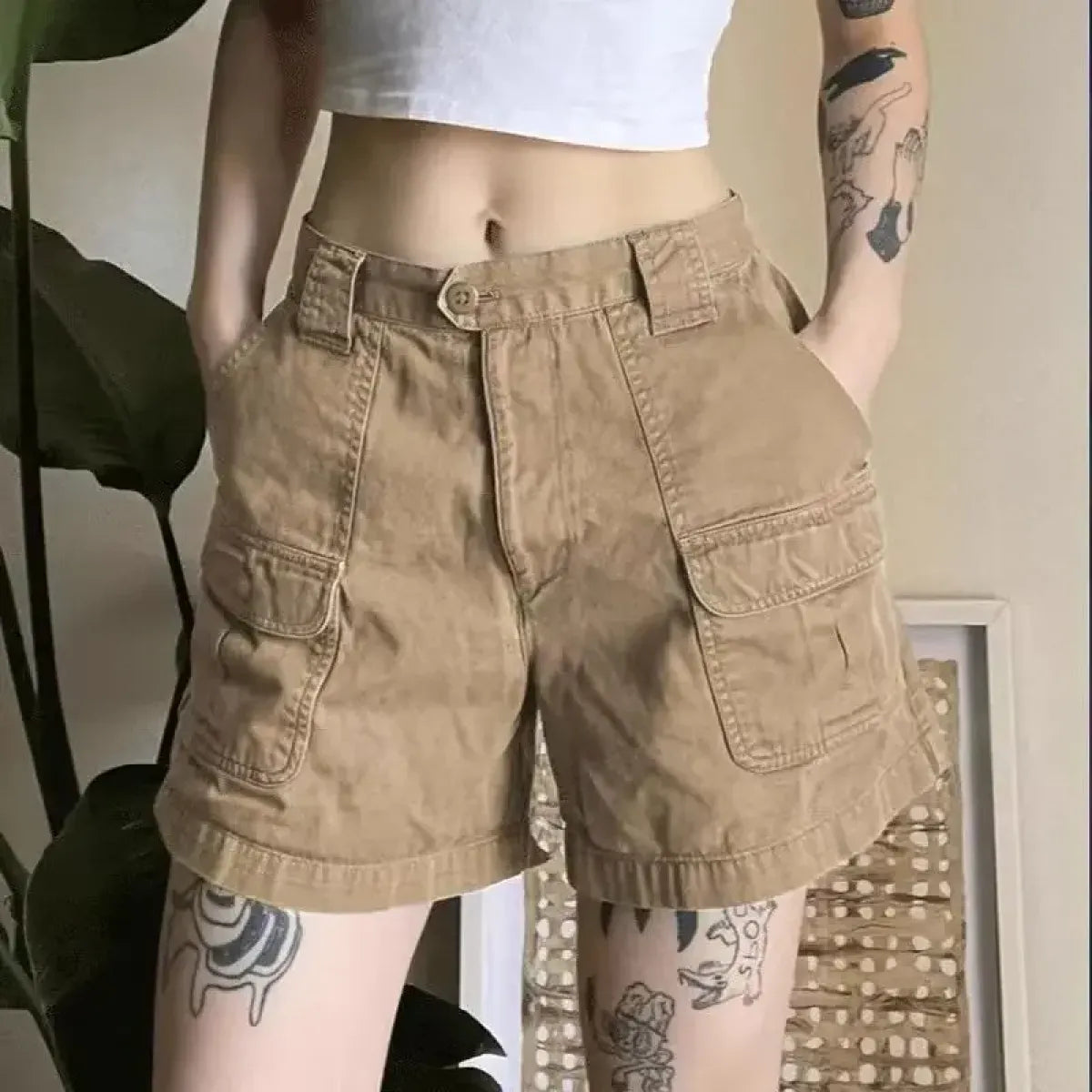 Vintage Y2K Cargo Shorts – Harajuku Streetwear Retro Denim