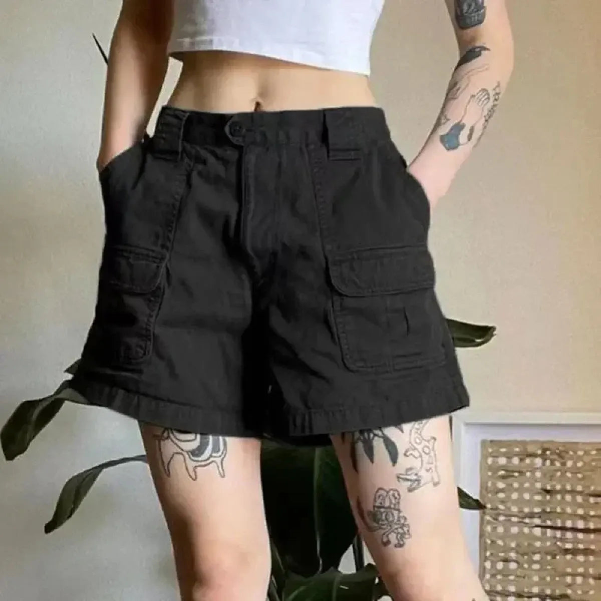Vintage Y2K Cargo Shorts – Harajuku Streetwear Retro Denim