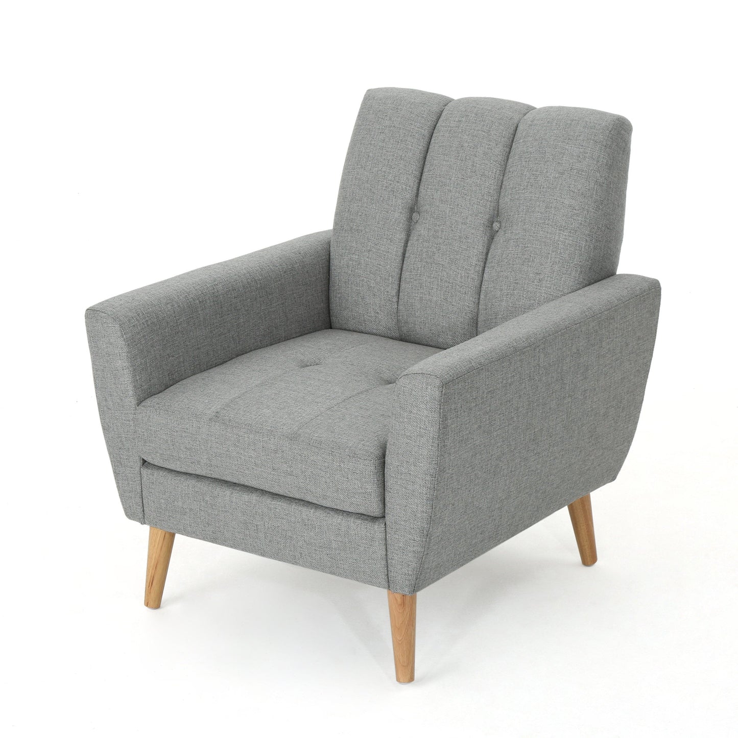 Mid Century Fabric Channel Stitch Club Chair