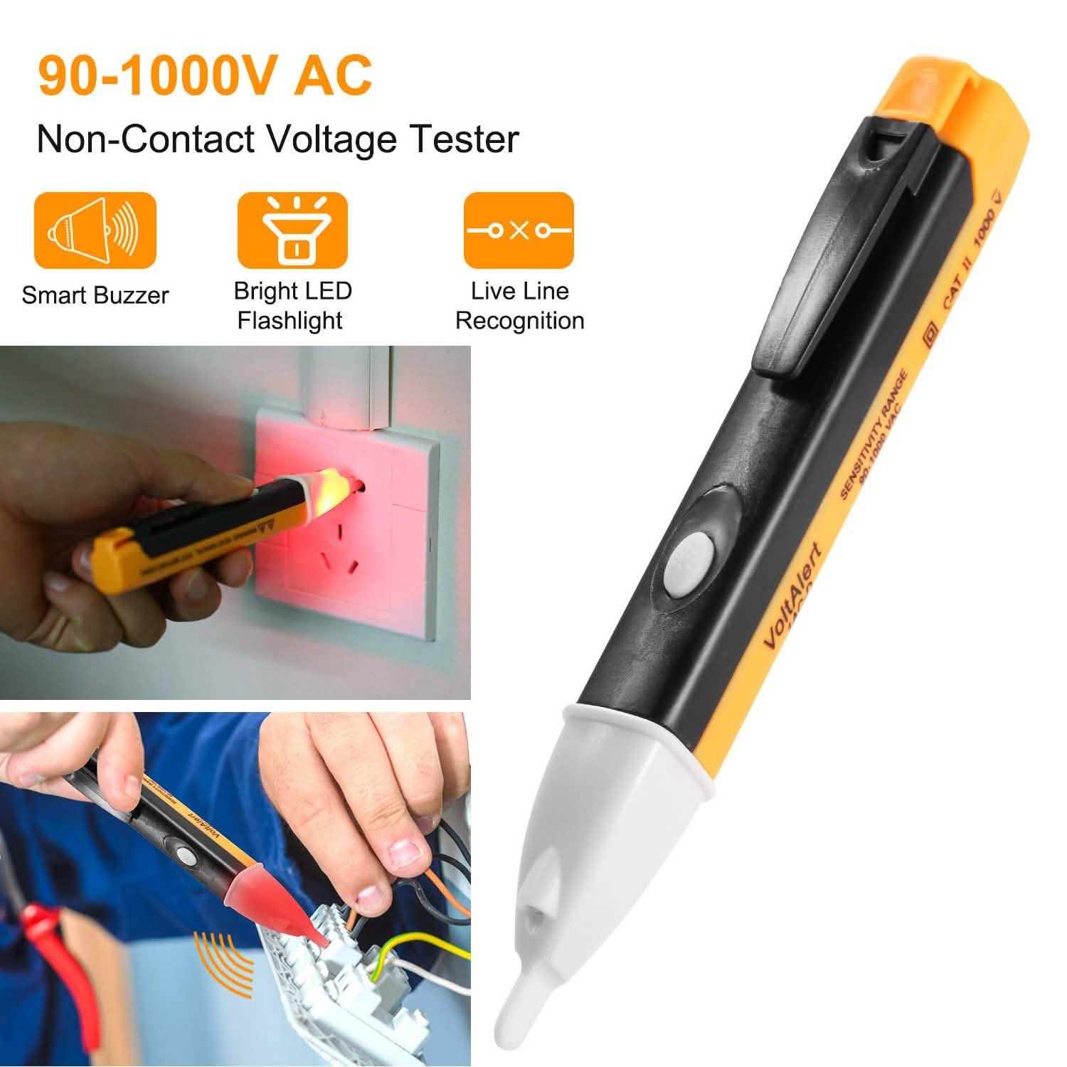 Voltage Tester Detector Pen Non-Contact with Flashlight
