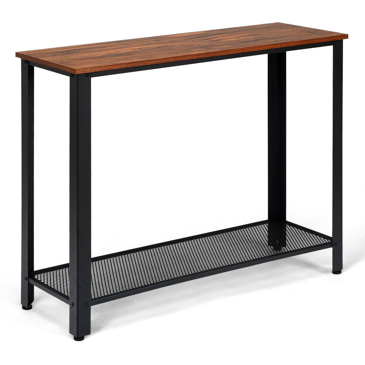 Metal Frame Wood Console Sofa Table with Storage Shelf