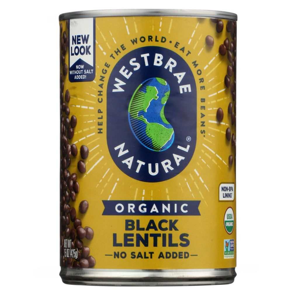 WESTBRAE: Organic Black Lentils No Salt Added, 15 oz