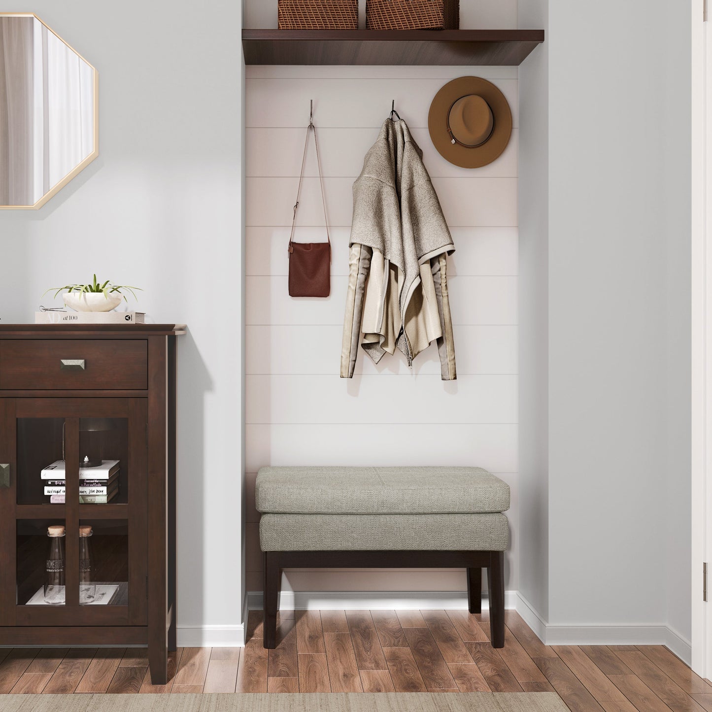 Carlson Small Ottoman Bench in Greige
