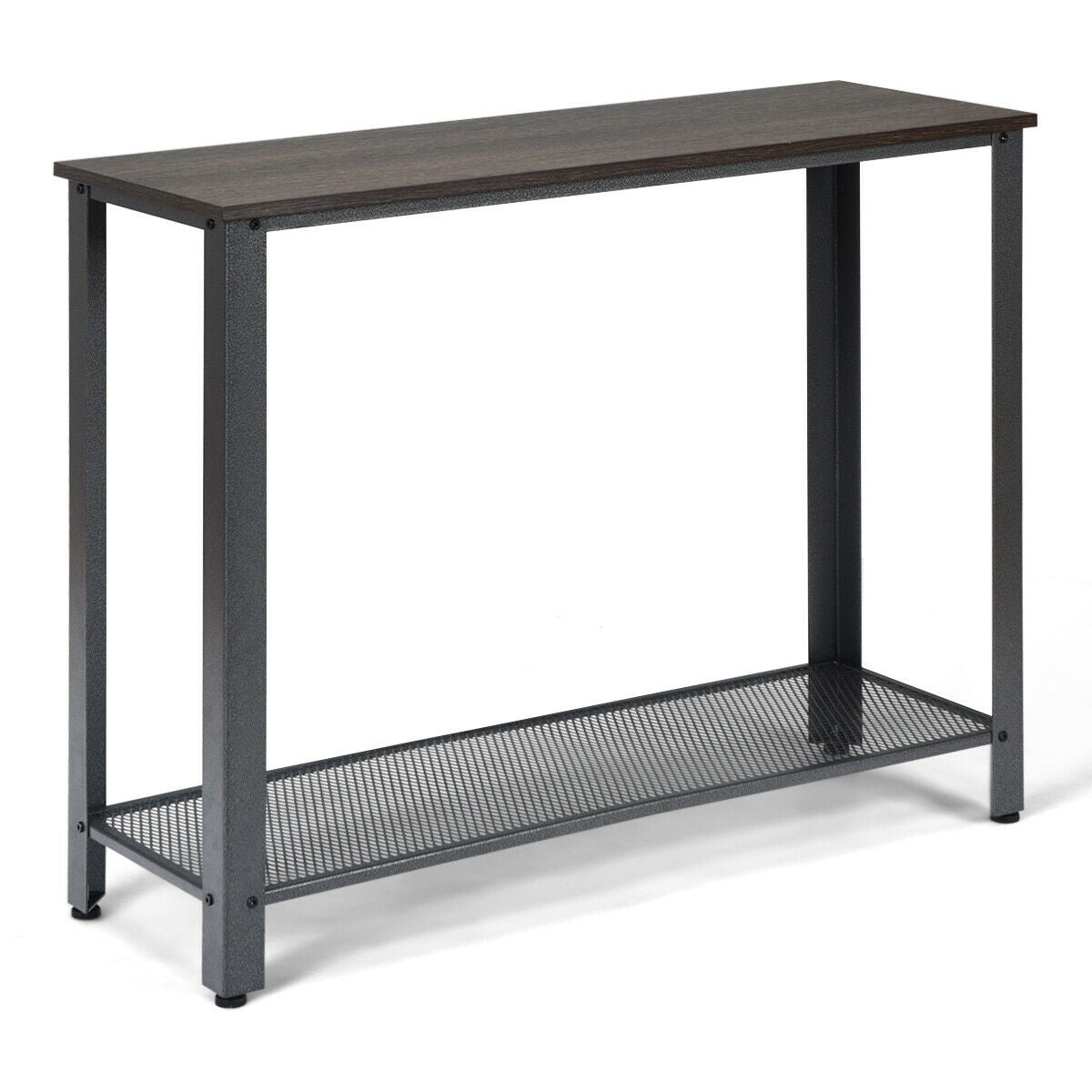 Metal Frame Wood Console Sofa Table with Storage Shelf