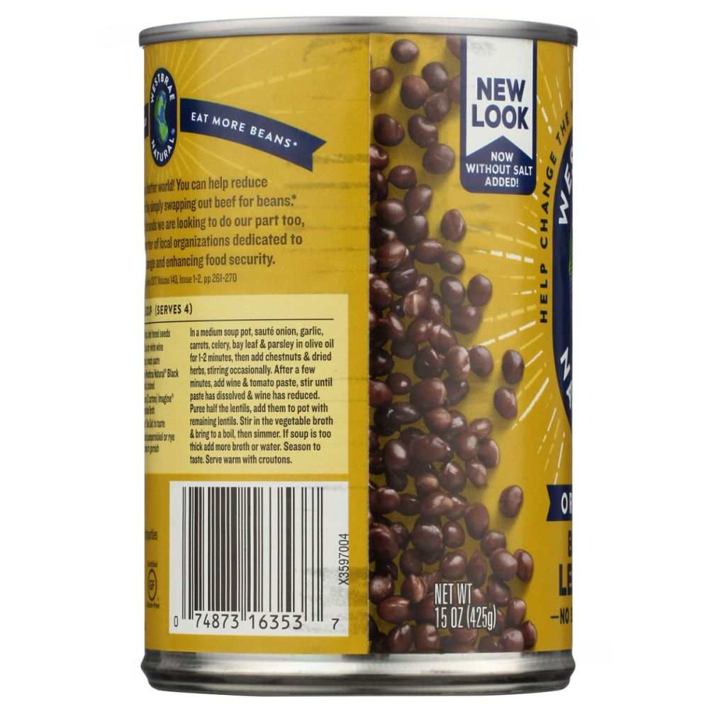 WESTBRAE: Organic Black Lentils No Salt Added, 15 oz