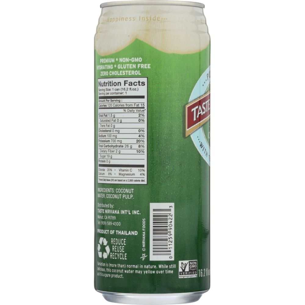 TASTE NIRVANA: Real Coconut Water with Pulp Can, 16.2 fo