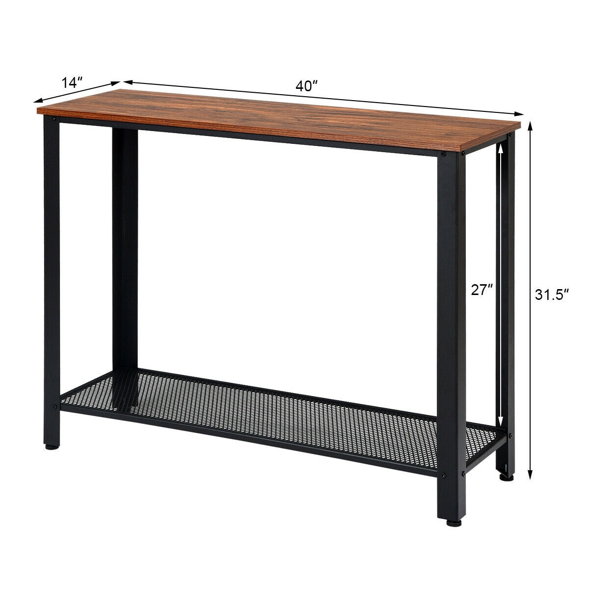 Metal Frame Wood Console Sofa Table with Storage Shelf