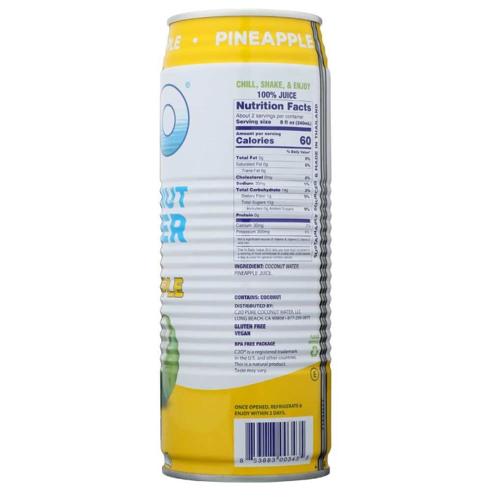 C20 Coconut Water: Natural Pineapple Hydration in a Can - 17.5 fl oz