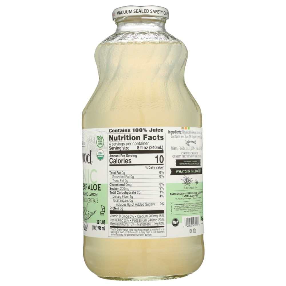 LAKEWOOD: Organic Pure Whole Leaf Aloe Juice, 32 fo
