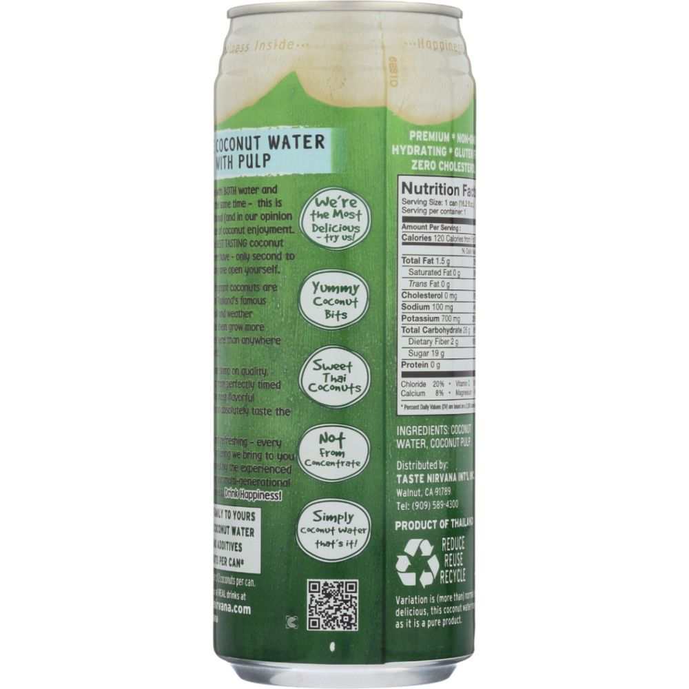 TASTE NIRVANA: Real Coconut Water with Pulp Can, 16.2 fo