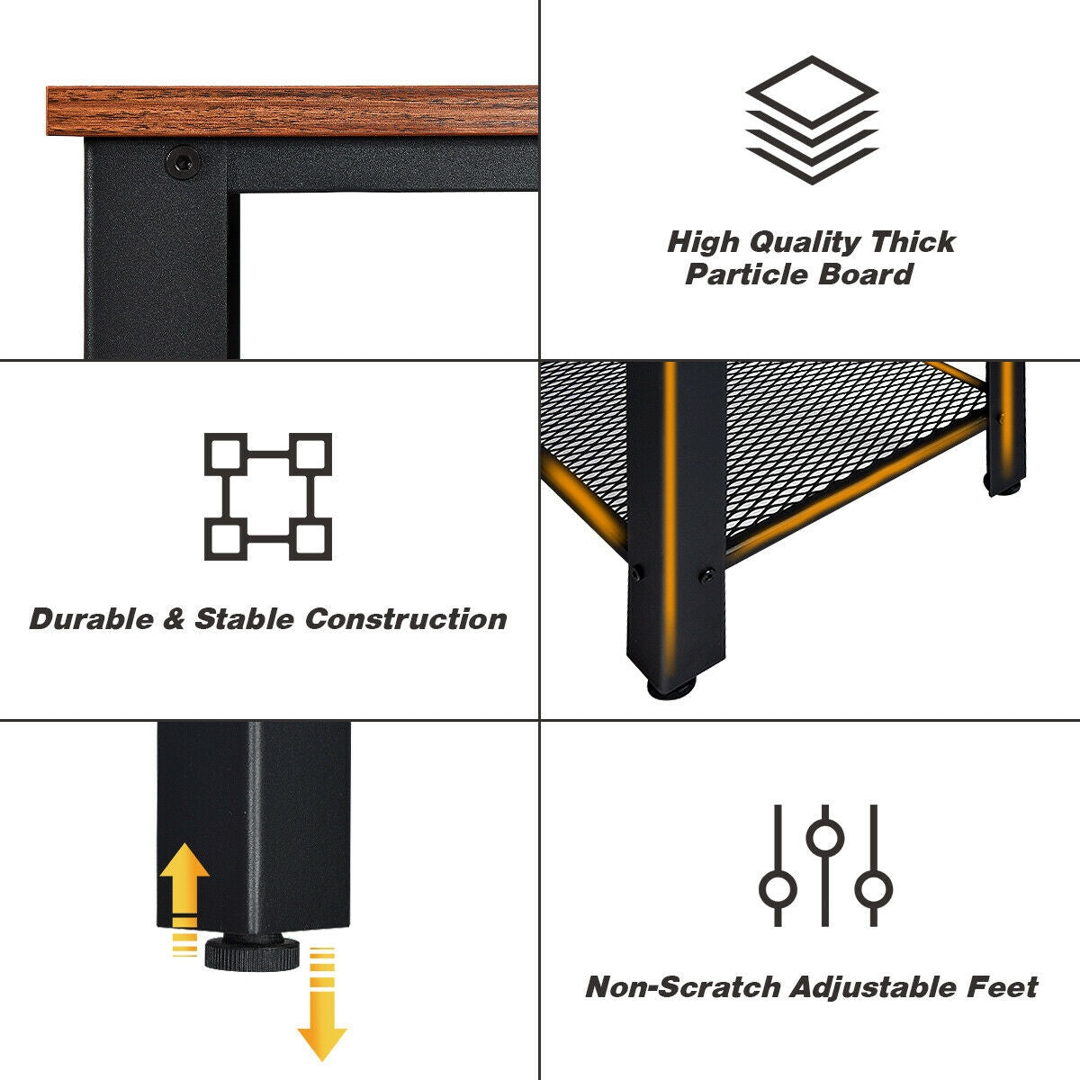 Metal Frame Wood Console Sofa Table with Storage Shelf