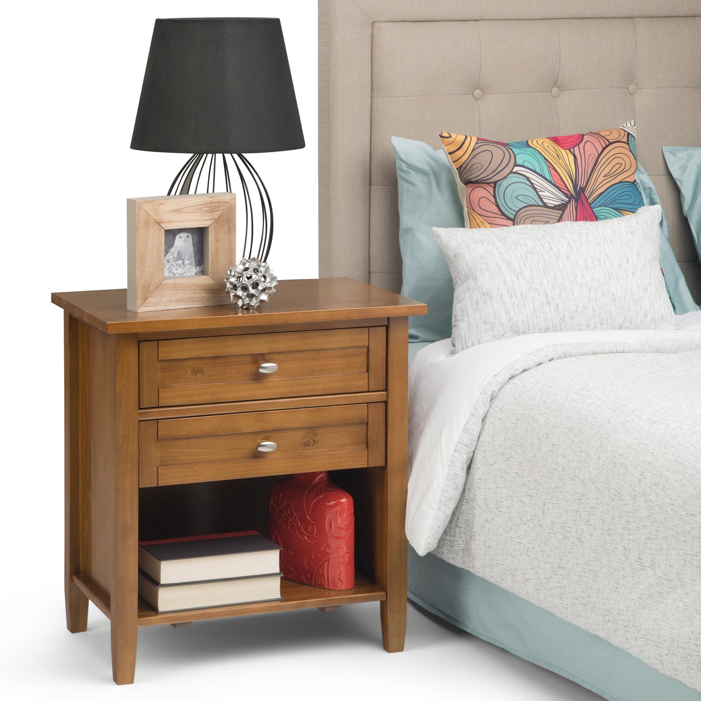 Warm Shaker Solid Wood 24 inch Wide Transitional Nightstand