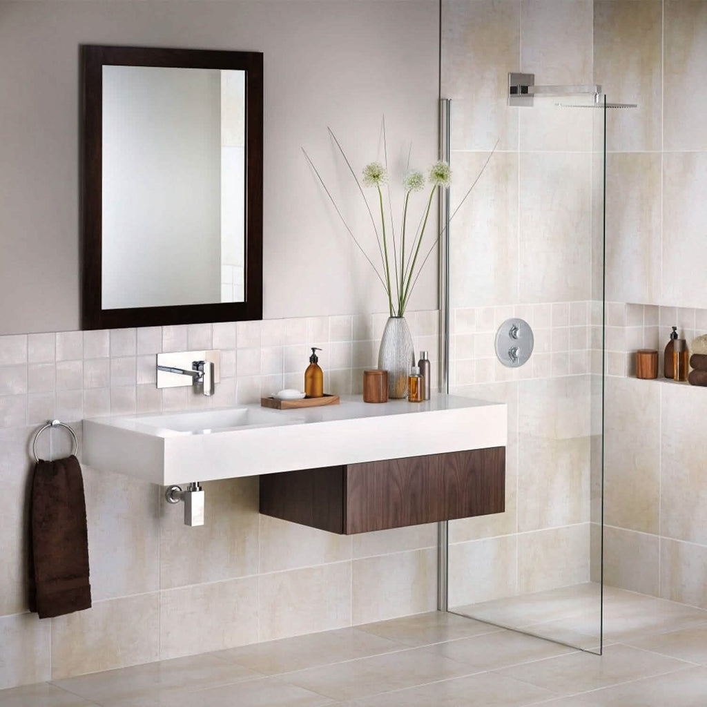 Wall Mount Mirror Wood-Like Frame Rectangle Modern Hanging Mirror
