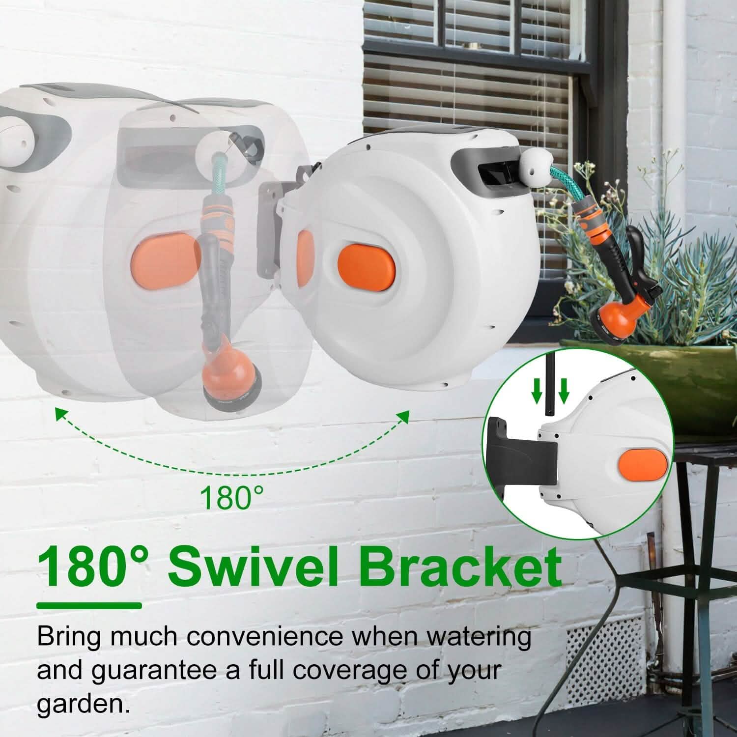 Wall Mounted Automatic Retractable Garden Hose Reel