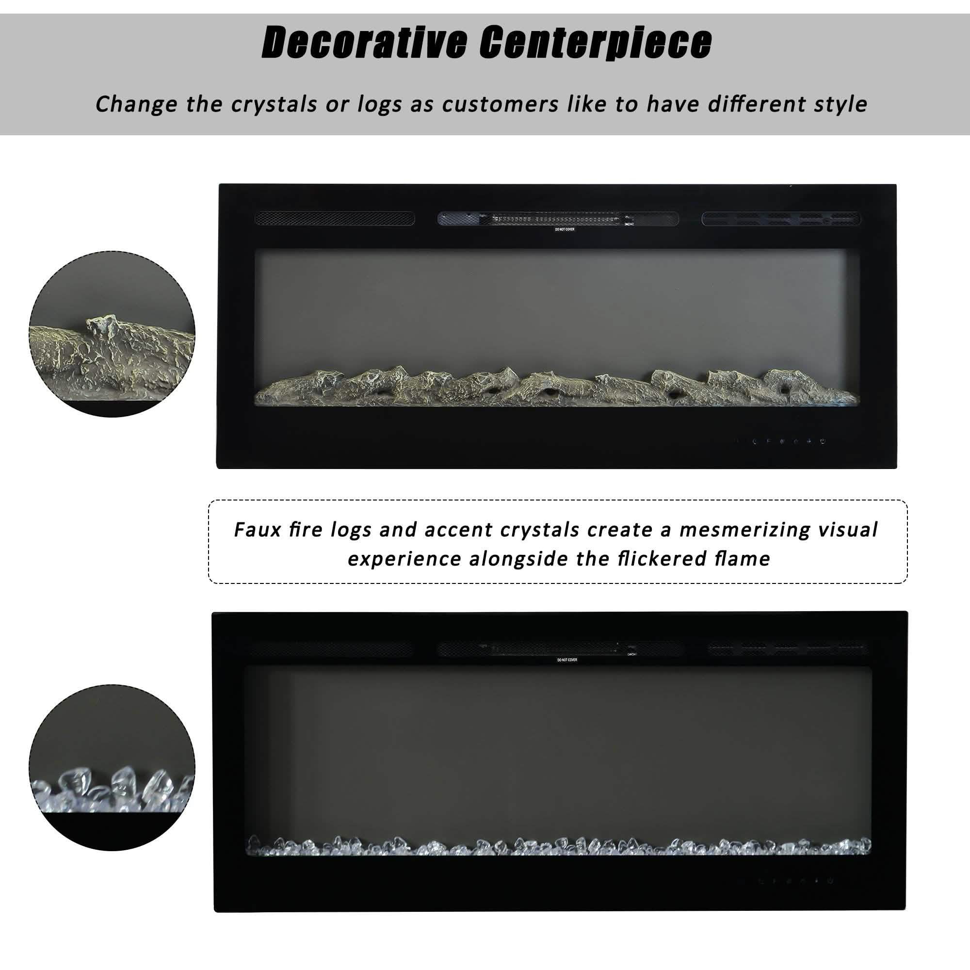Cheminée électronique encastrable murale - 50 pouces