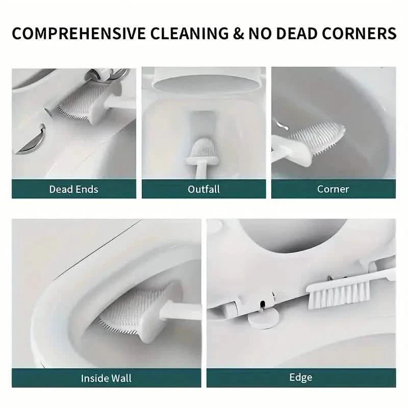 Wall-Mounted Toilet Brush Holder with Long Handle