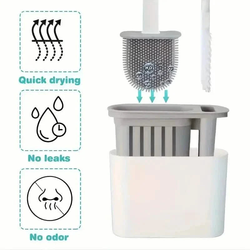 Wall-Mounted Toilet Brush Holder with Long Handle