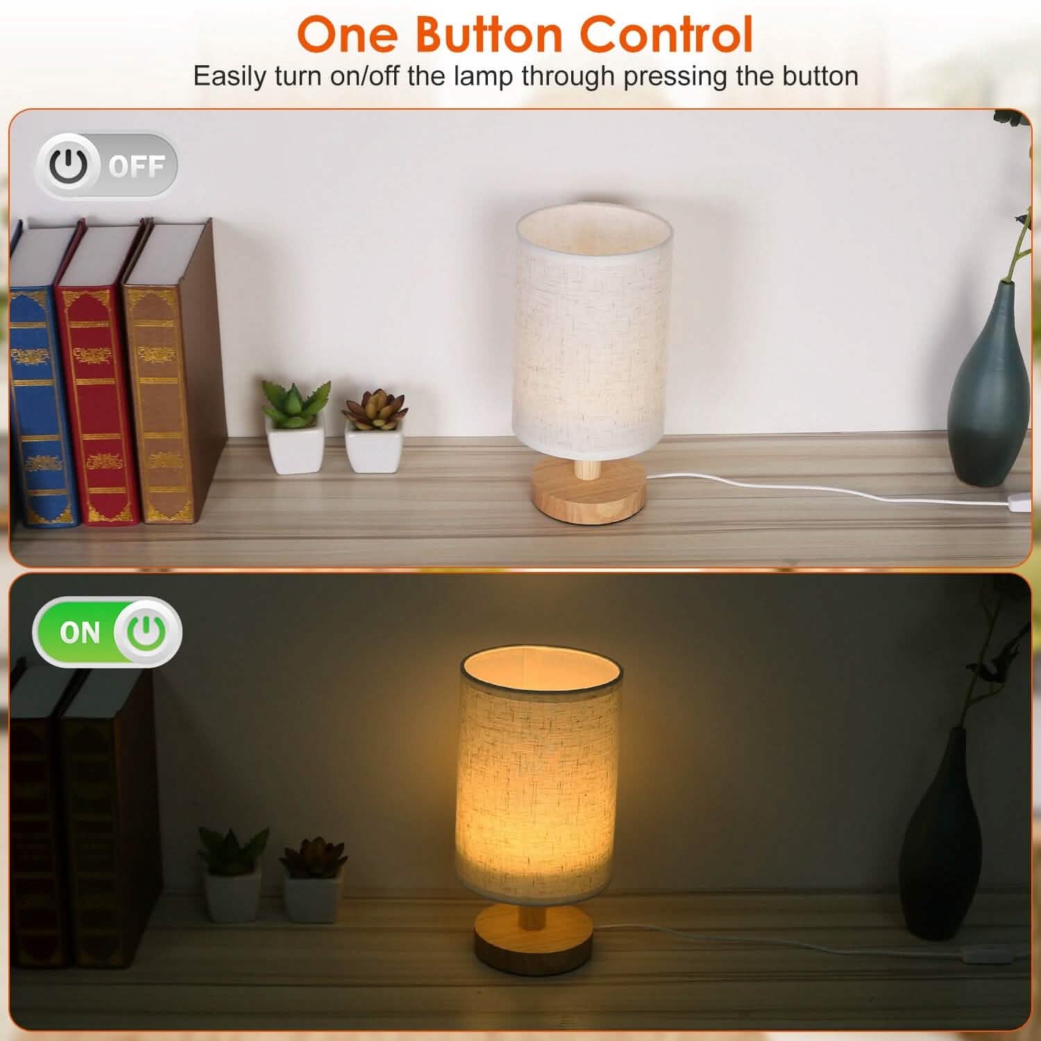 Warm White Nightstand Lamp USB Plug Modern Lantern
