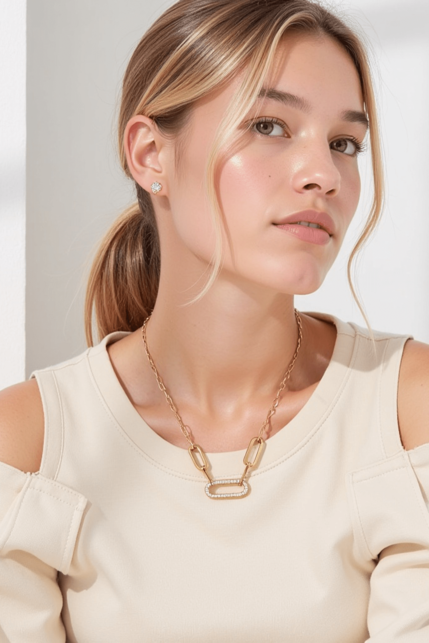 Waterproof 18K Gold and Diamond Maillon Link Necklace