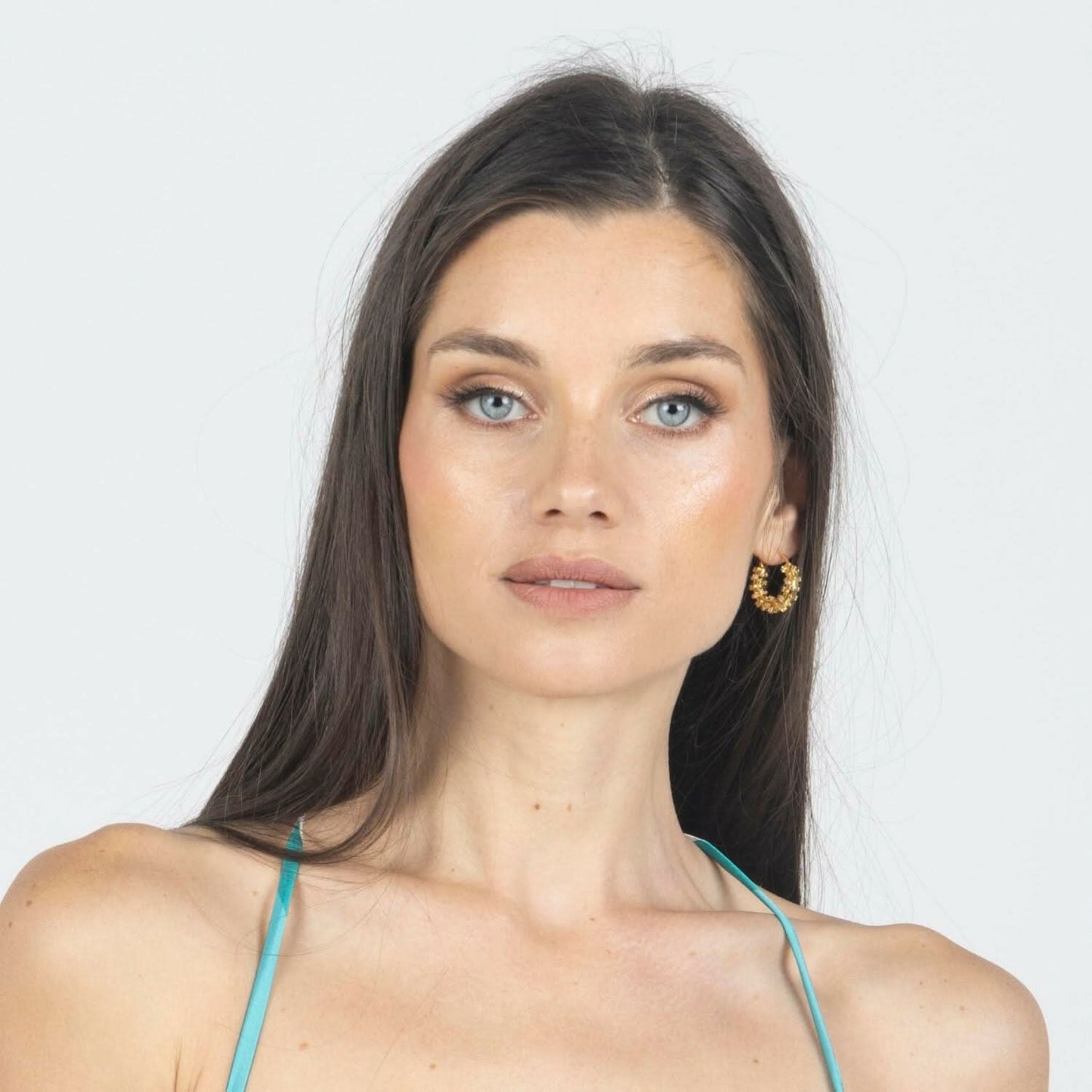 Waterproof 18k Gold Plated Sparkling Hoop Earring