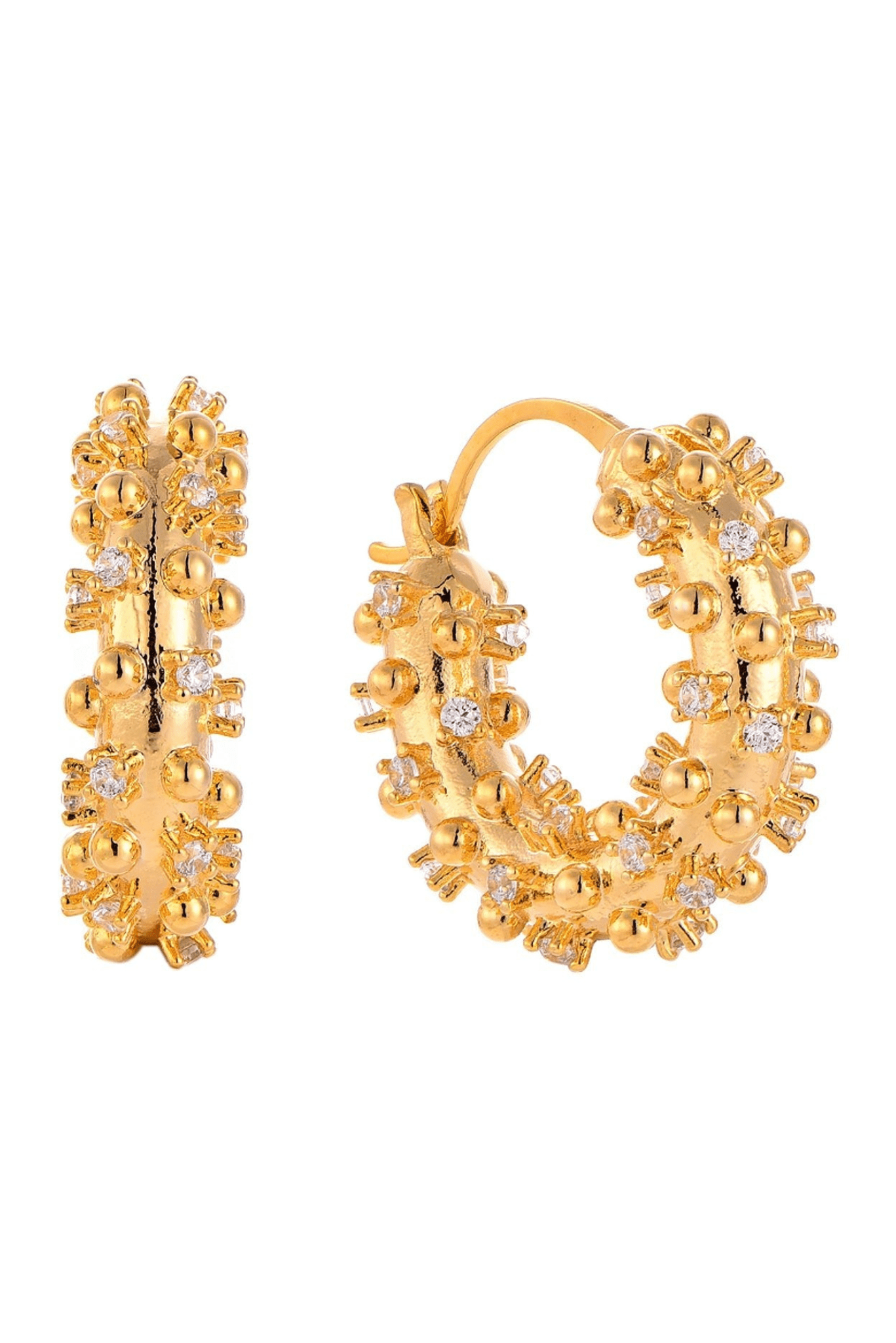 Waterproof 18k Gold Plated Sparkling Hoop Earring
