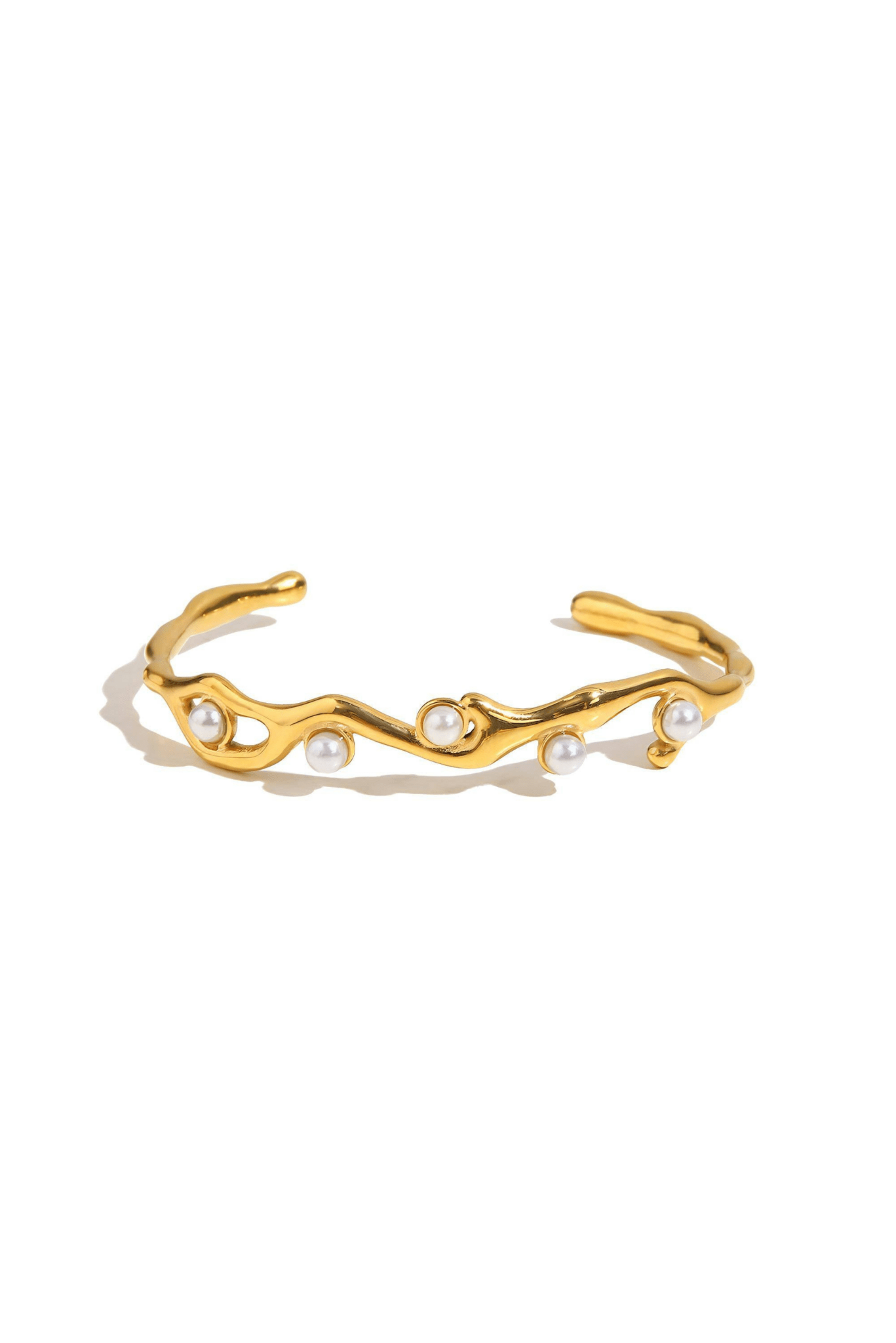 Waterproof Diane 18k gold plated stainless steel pearl bracelet