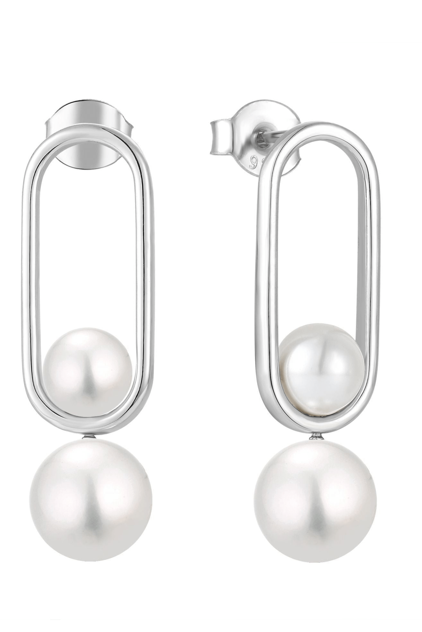 Waterproof Pearl Drop Earrings Sterling Silver