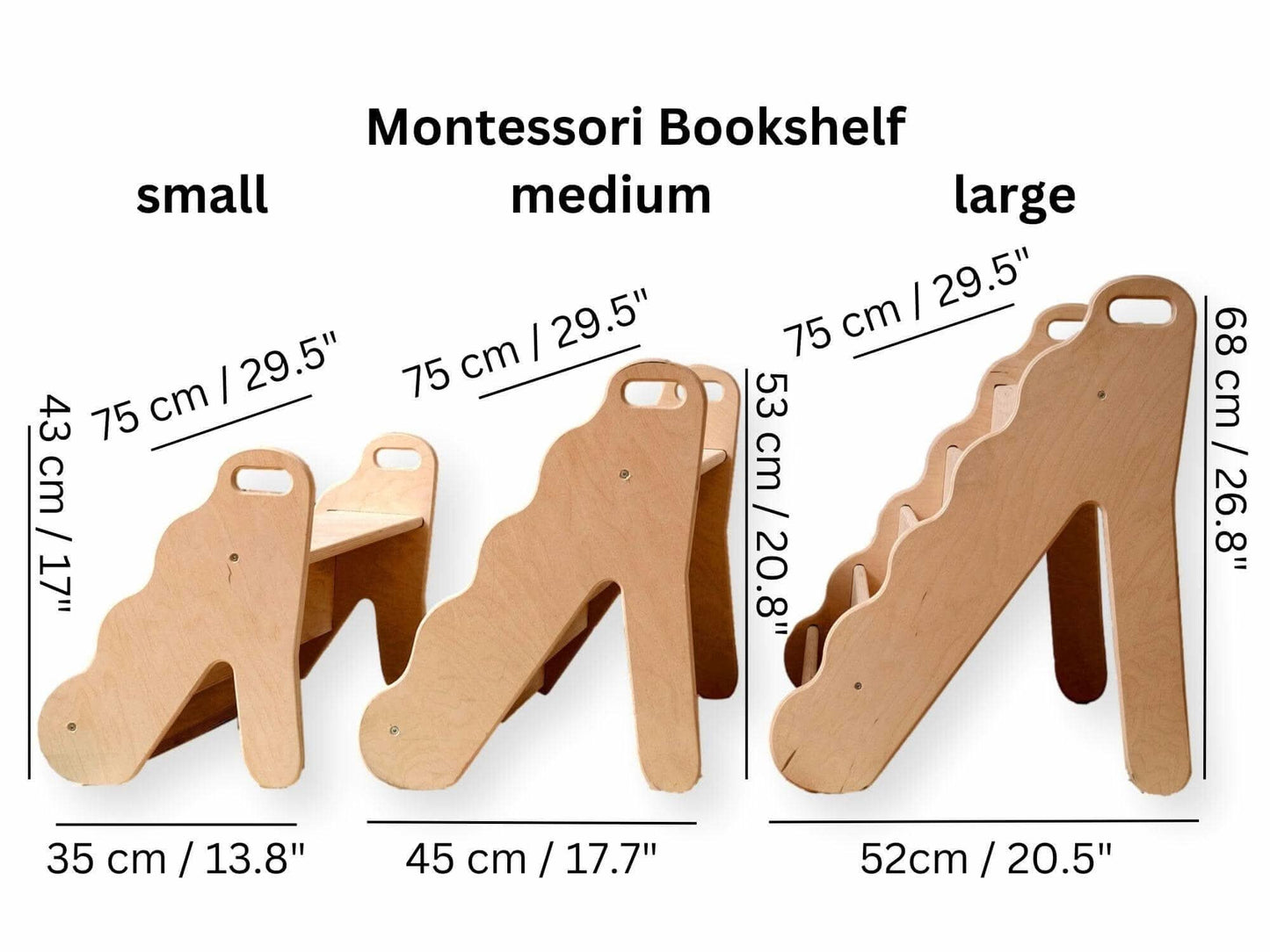 Seatable Wooden Bookshelf / Small-Medium-Large Size