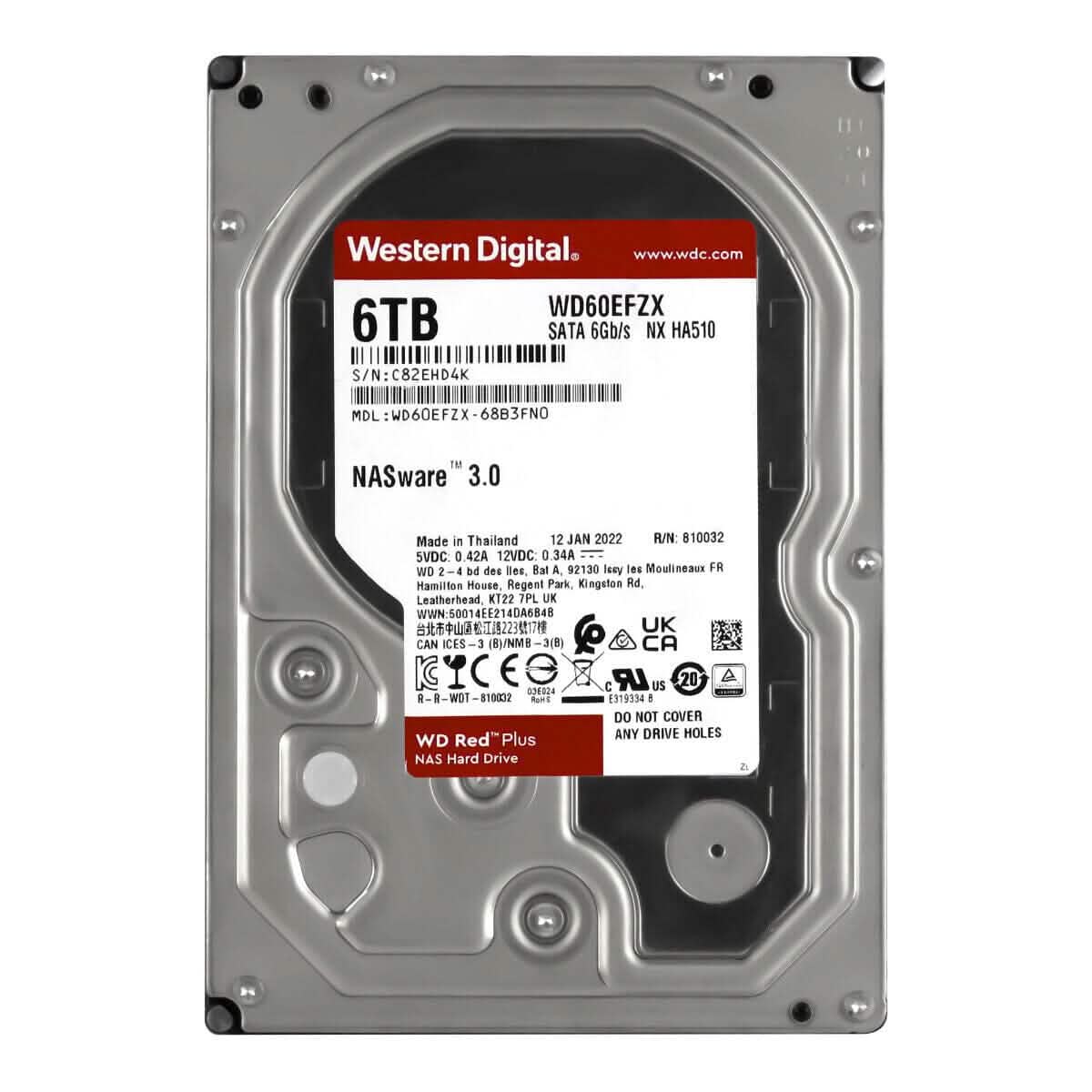 Western Digital Red Plus 6 To 5,4K 128 Mo SATA III 3,5'' WD60EFZX NX HA510 (Reconditionné)