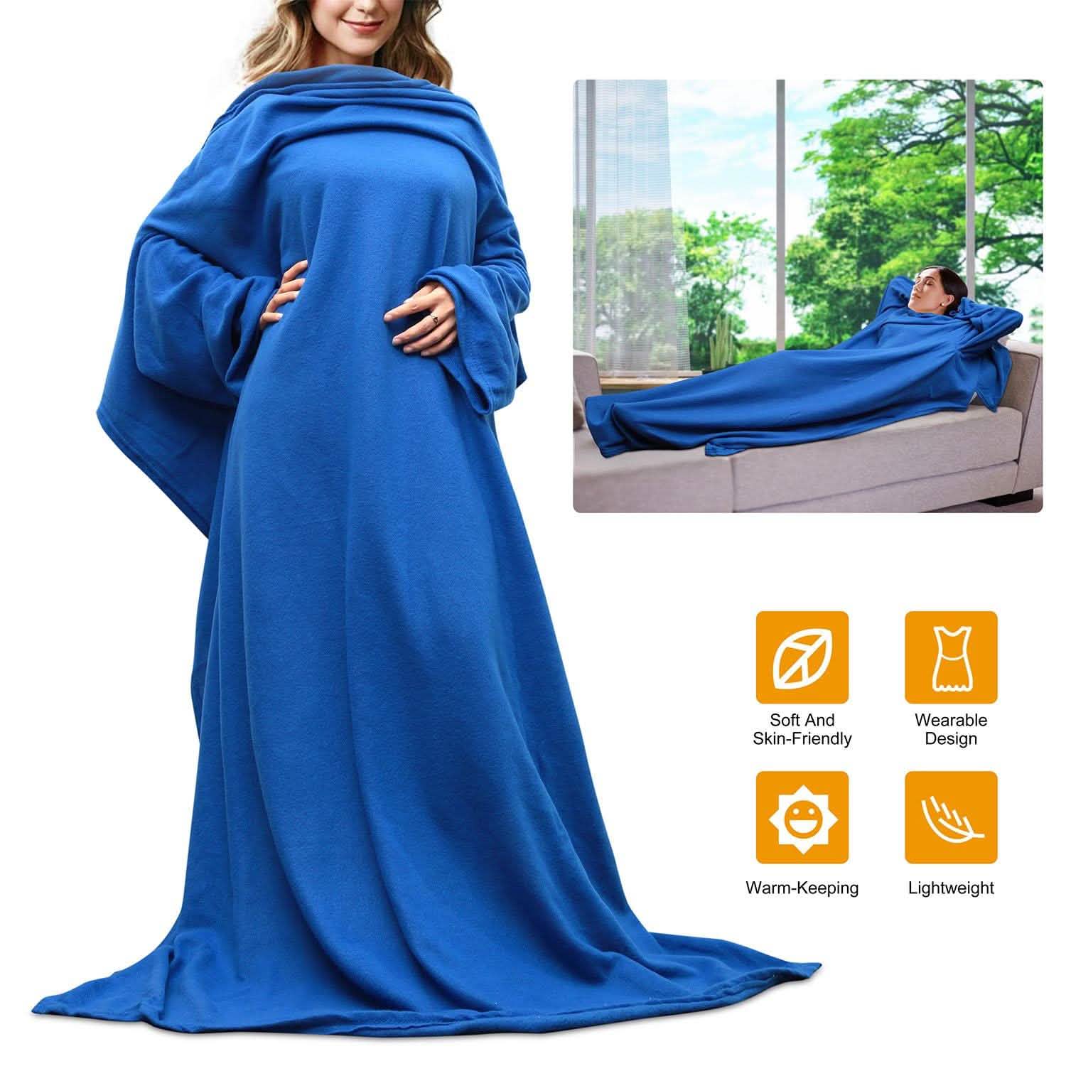 Couverture polaire portable avec manches