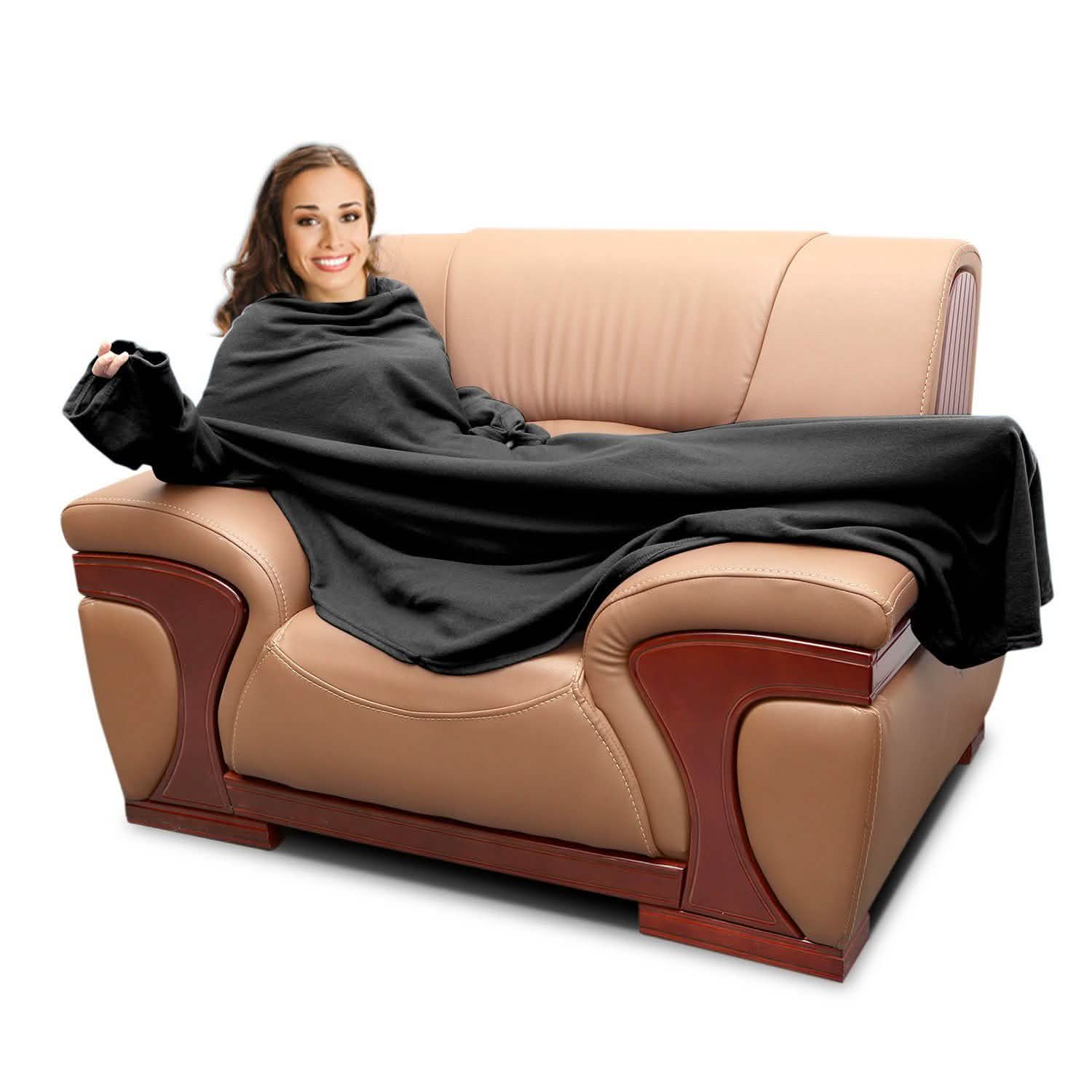 Couverture polaire portable avec manches