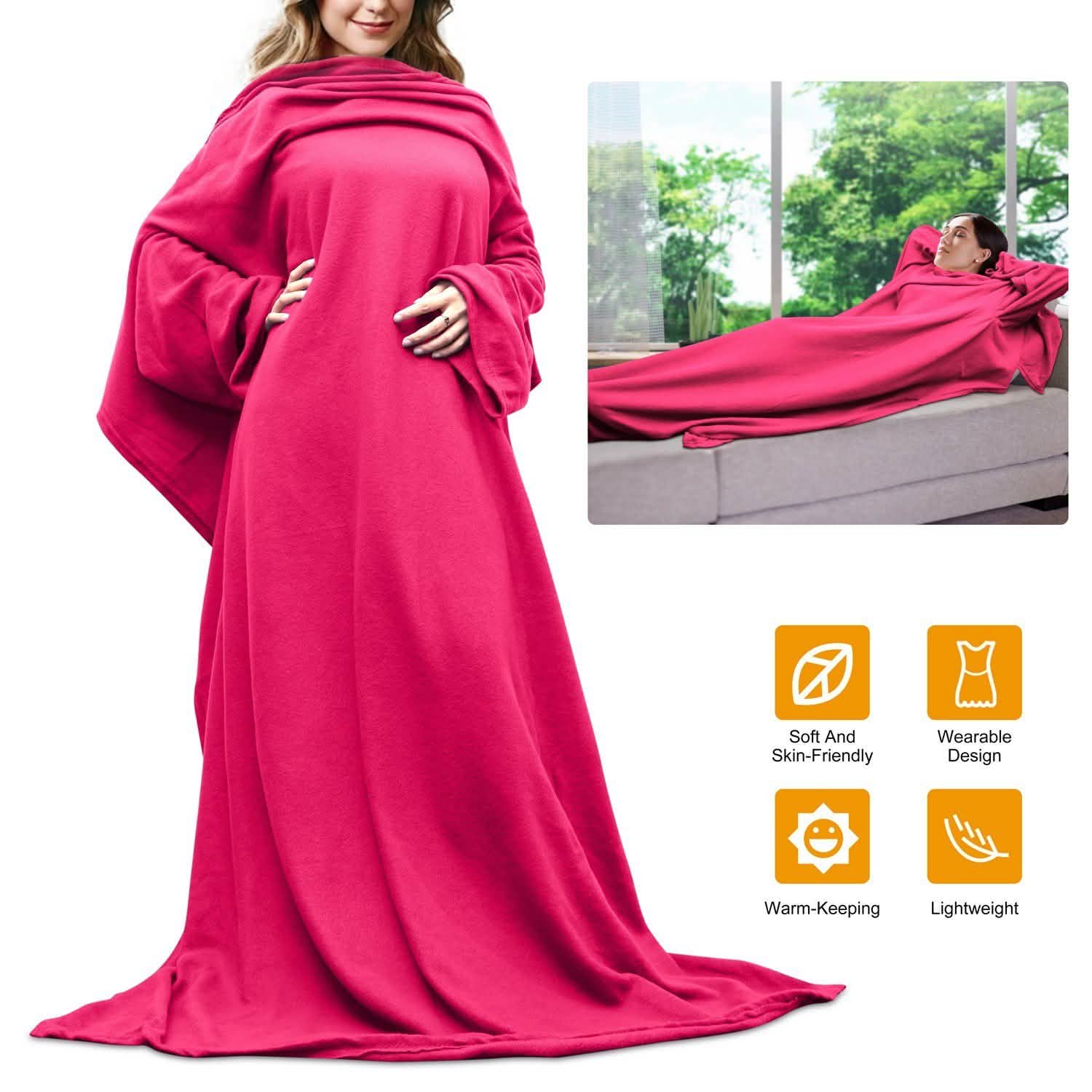 Couverture polaire portable avec manches